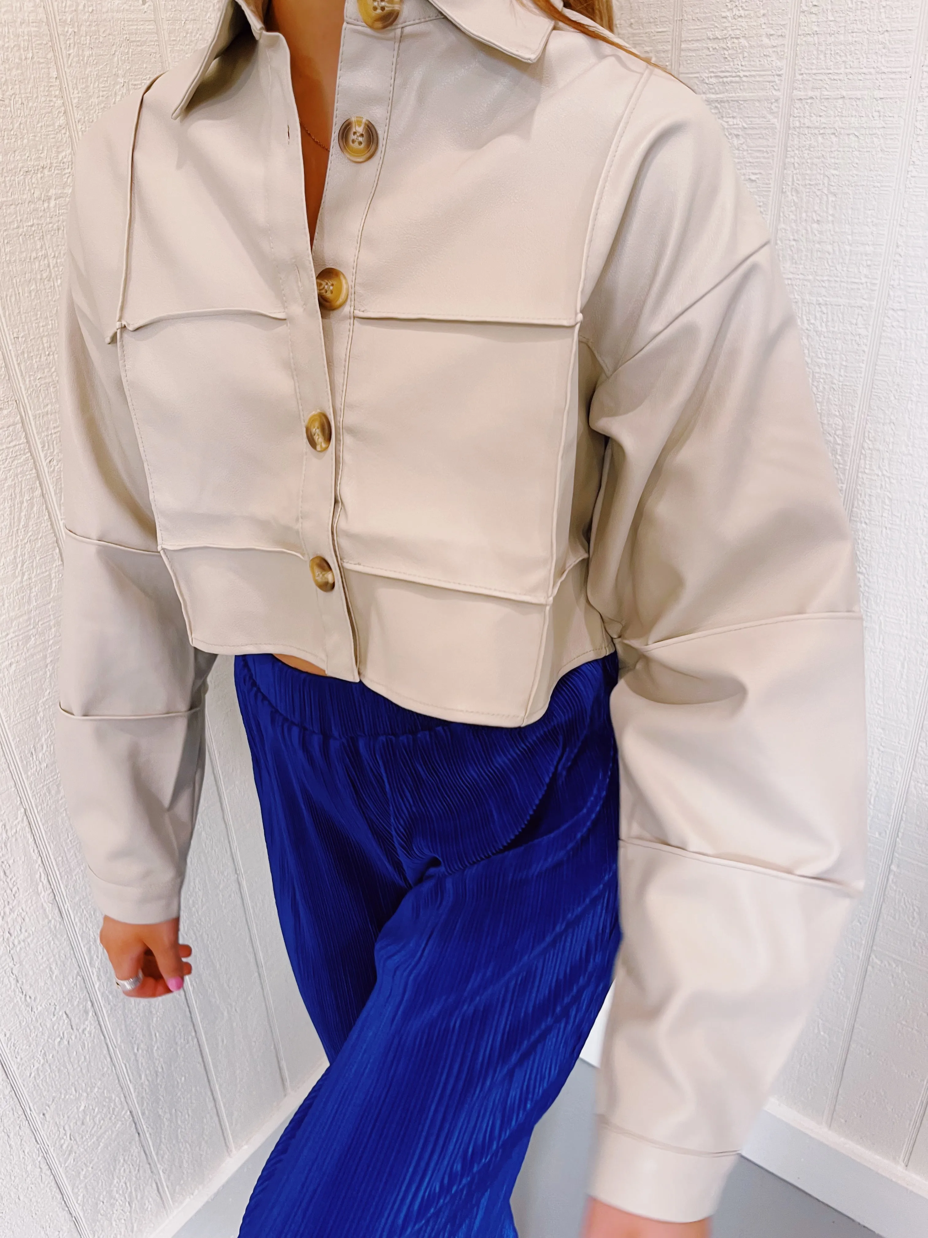 Cement Pintuck Button Up