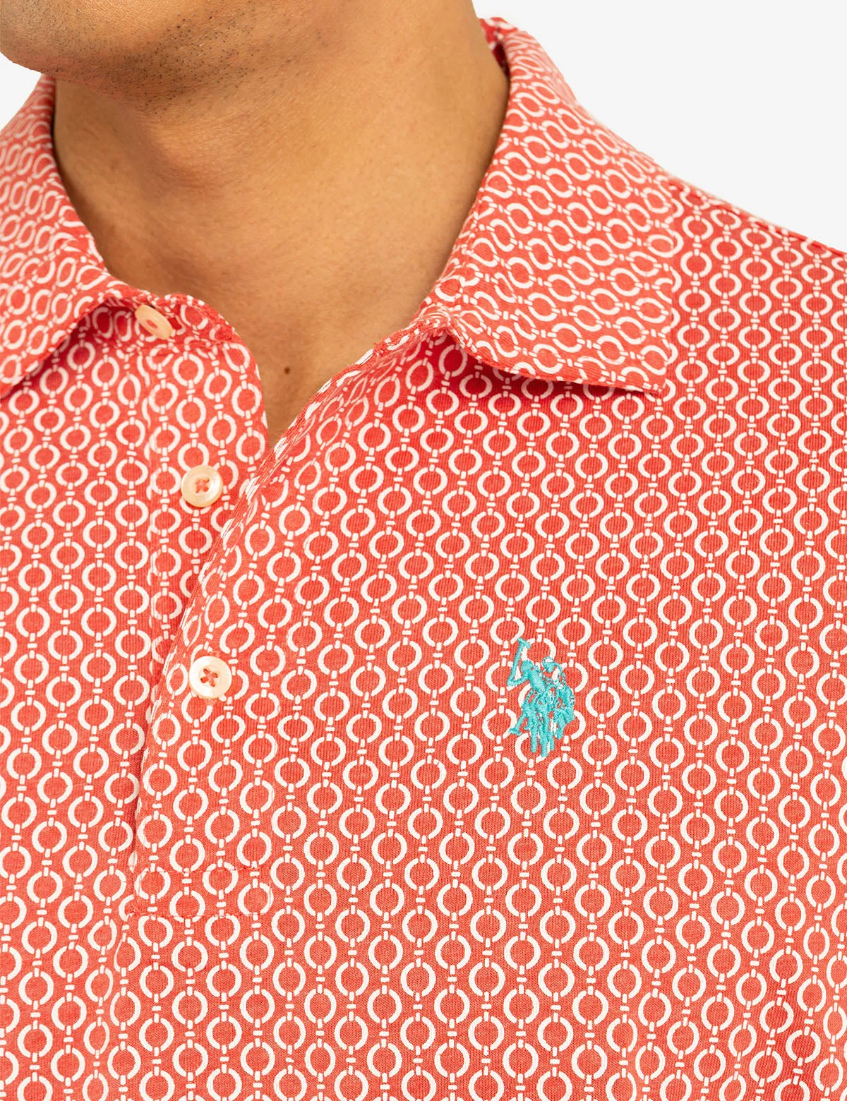 CHAIN LINK PRINTED JERSEY POLO SHIRT