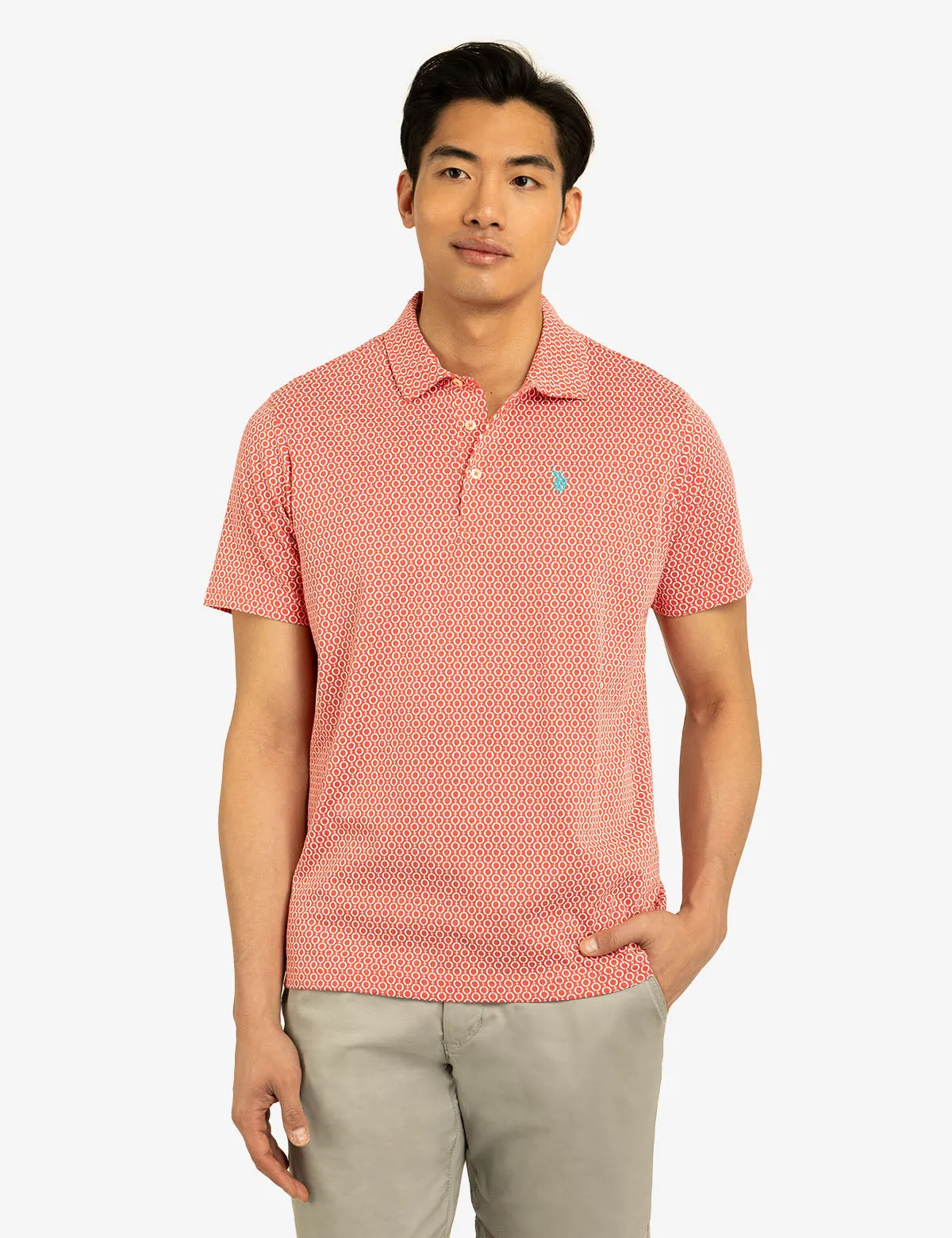 CHAIN LINK PRINTED JERSEY POLO SHIRT