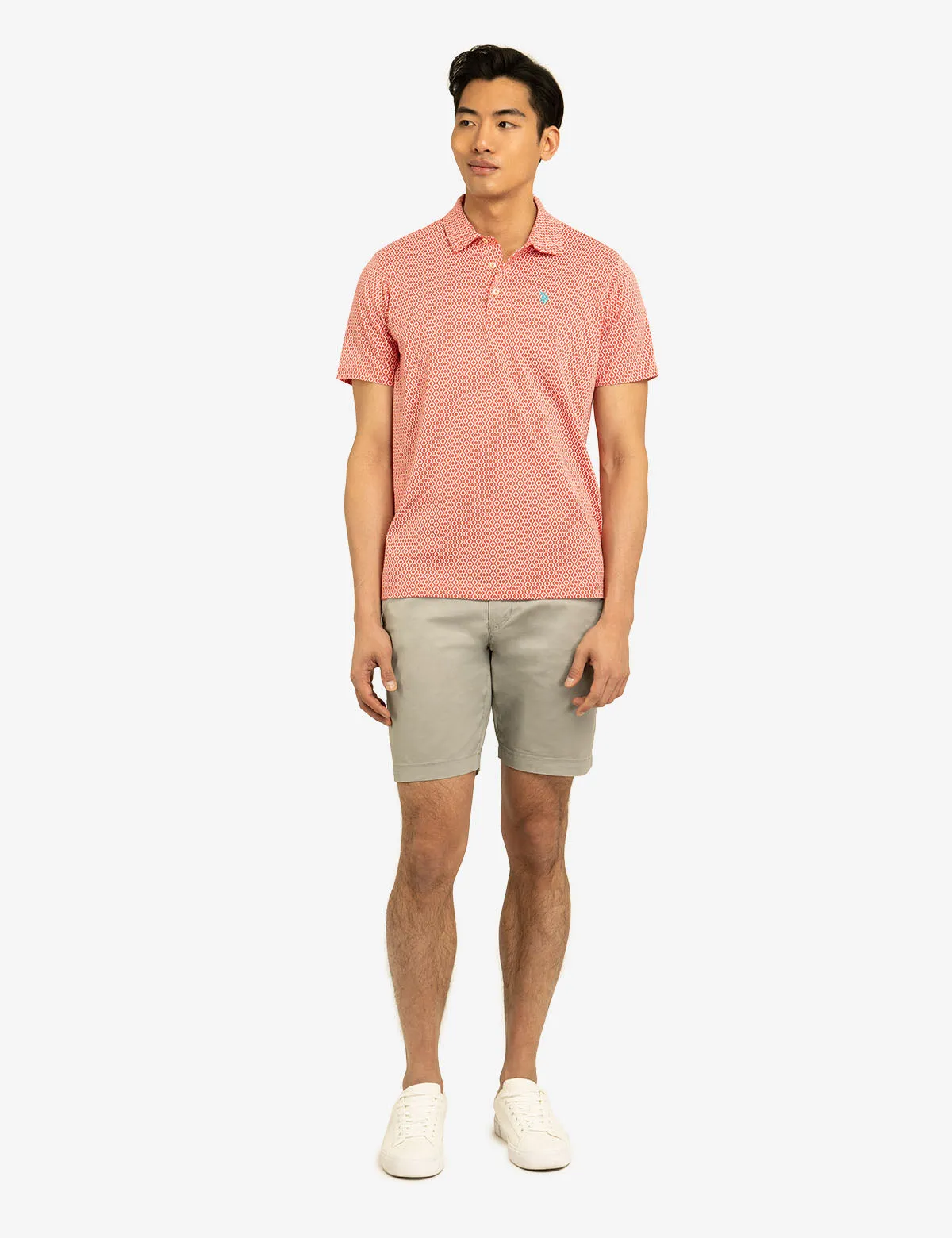 CHAIN LINK PRINTED JERSEY POLO SHIRT