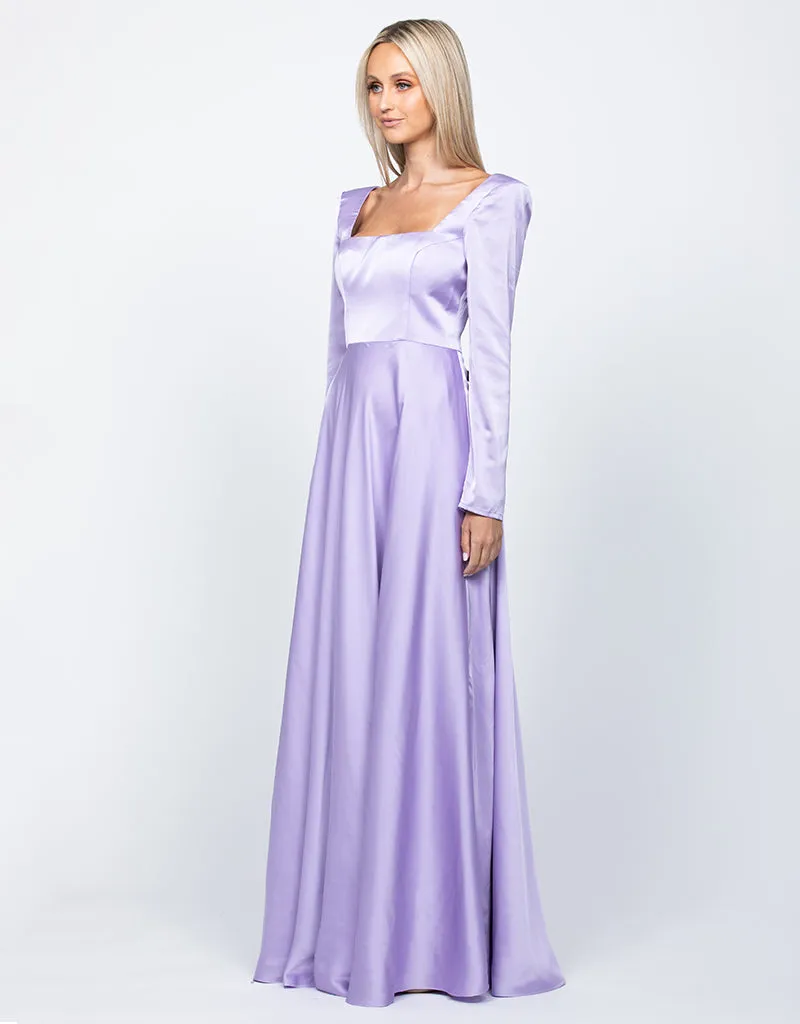 Charmaine Square Neck Long Sleeve Gown