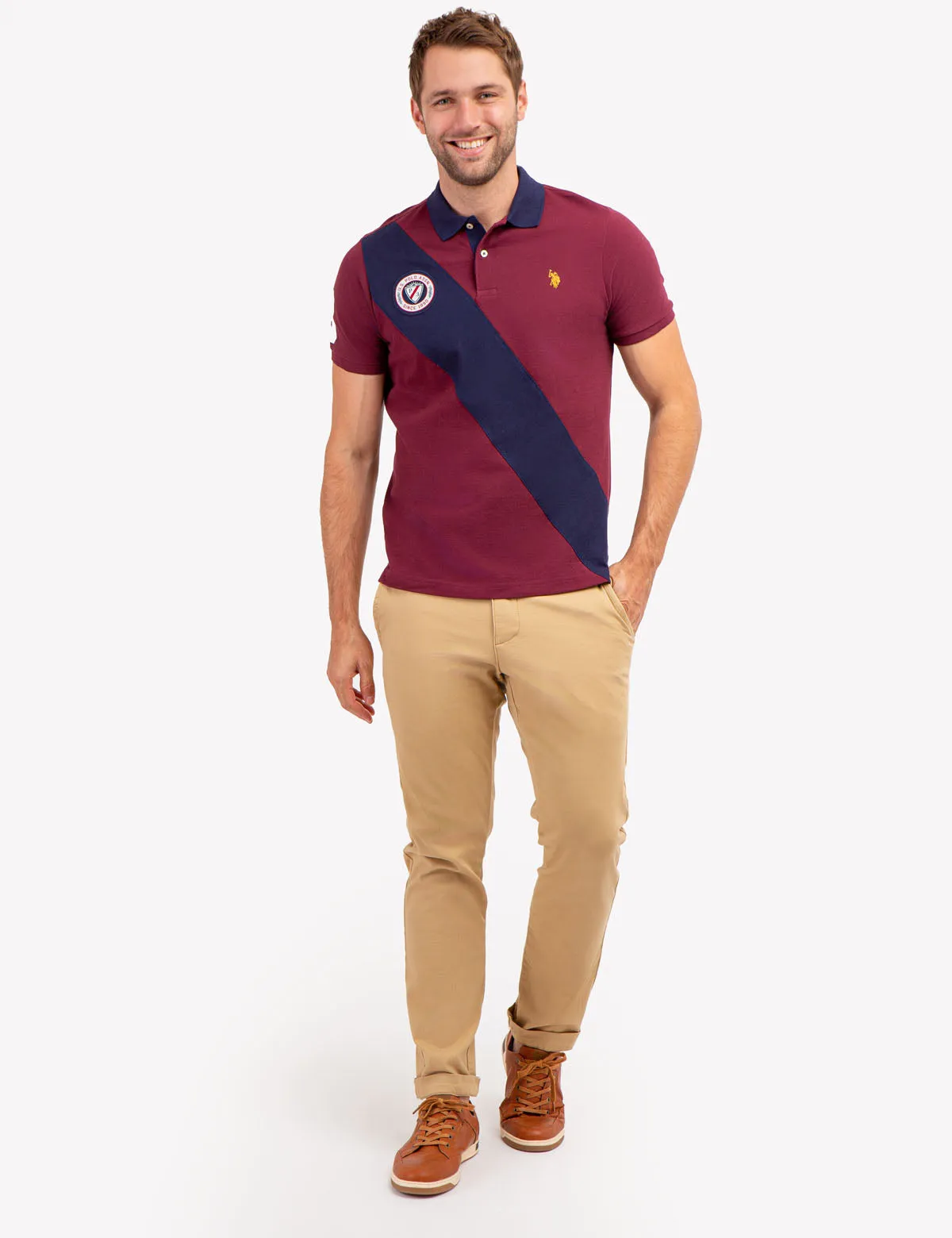 COLORBLOCK PIQUE SASH POLO SHIRT