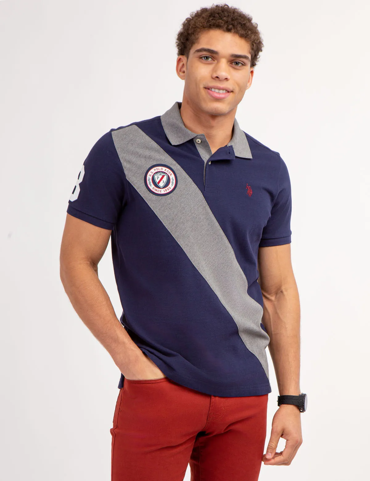 COLORBLOCK PIQUE SASH POLO SHIRT