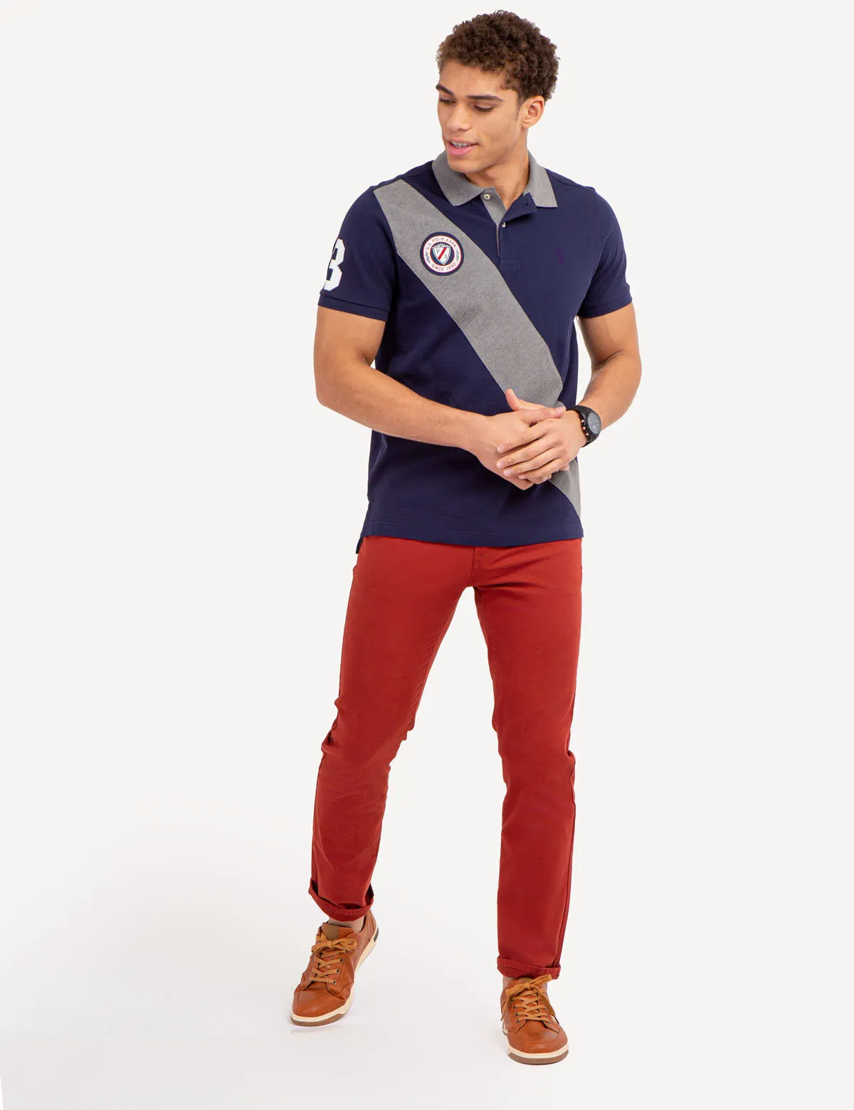 COLORBLOCK PIQUE SASH POLO SHIRT