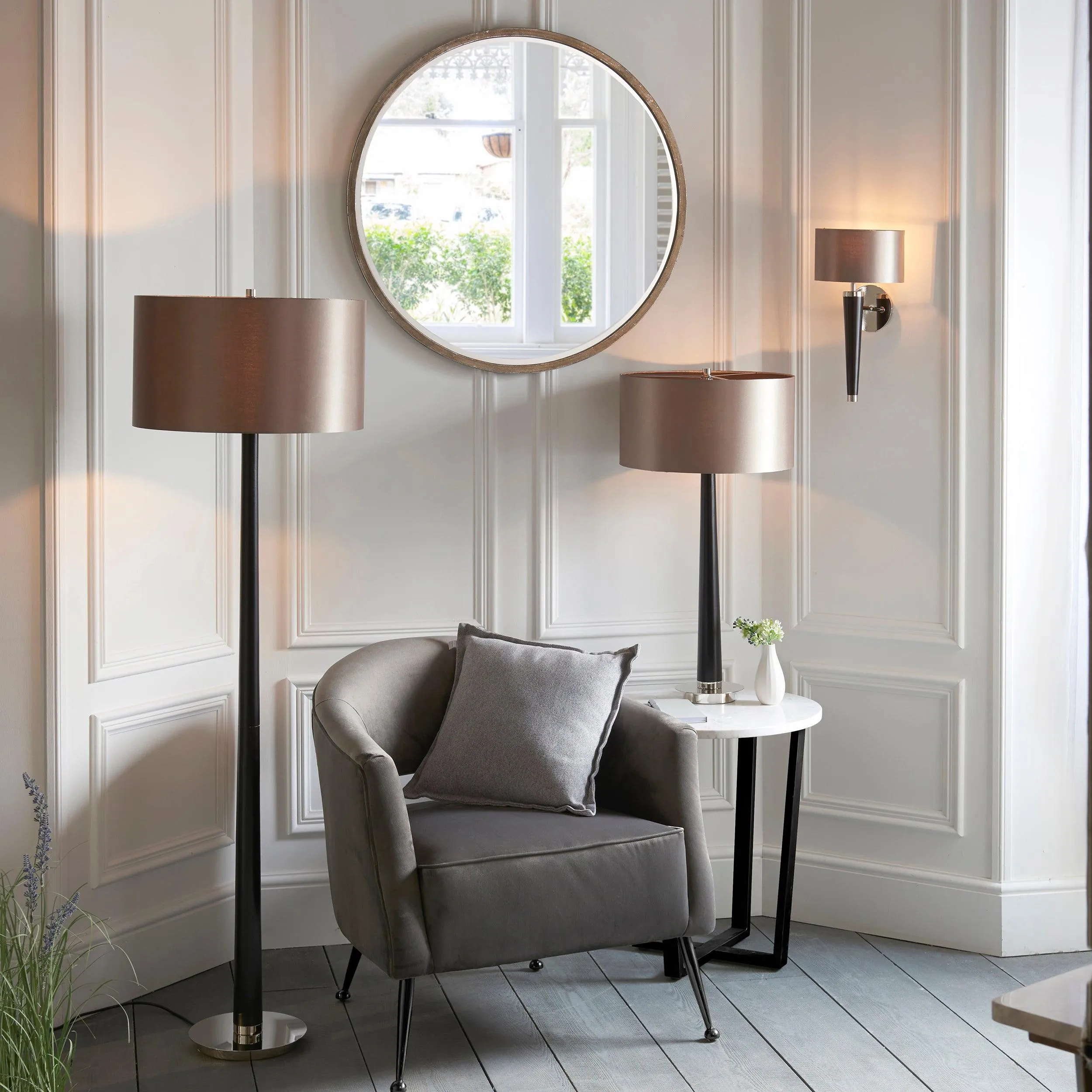 Corvina Nickel Floor Lamp
