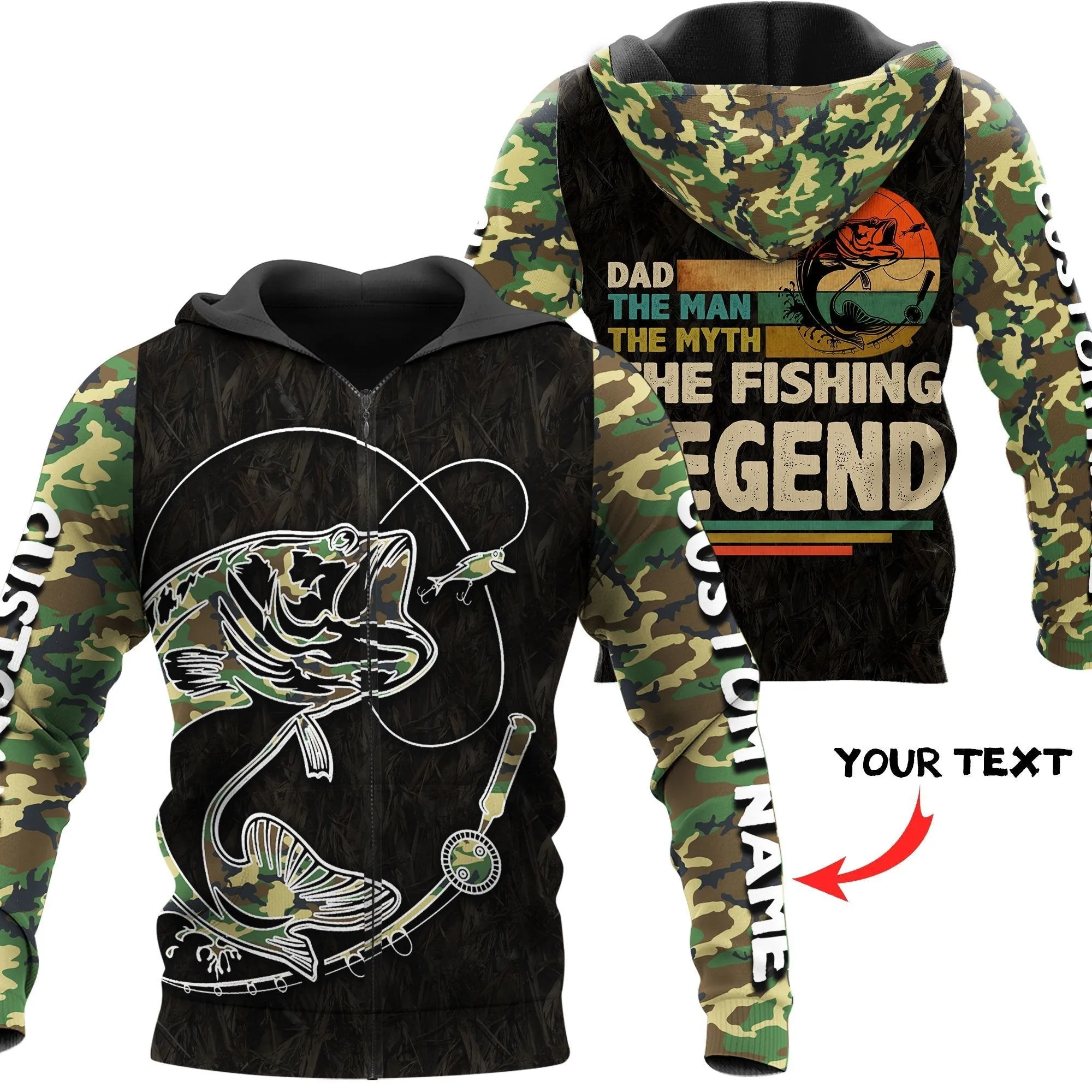 Custom Name Fishing Dad The Fishing Legend Printed Shirts, 3D Hoodie Fishing