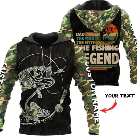 Custom Name Fishing Dad The Fishing Legend Printed Shirts, 3D Hoodie Fishing
