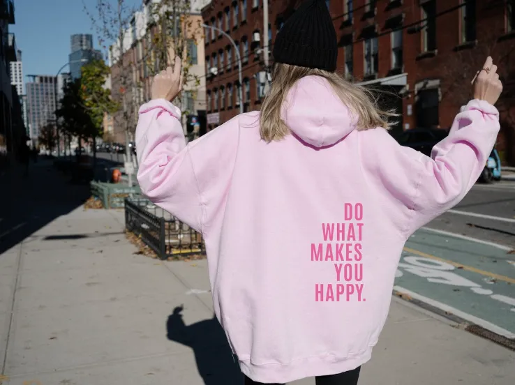 Do What Makes You Happy - Letterprint - Casual Sweatshirt met Capuchon