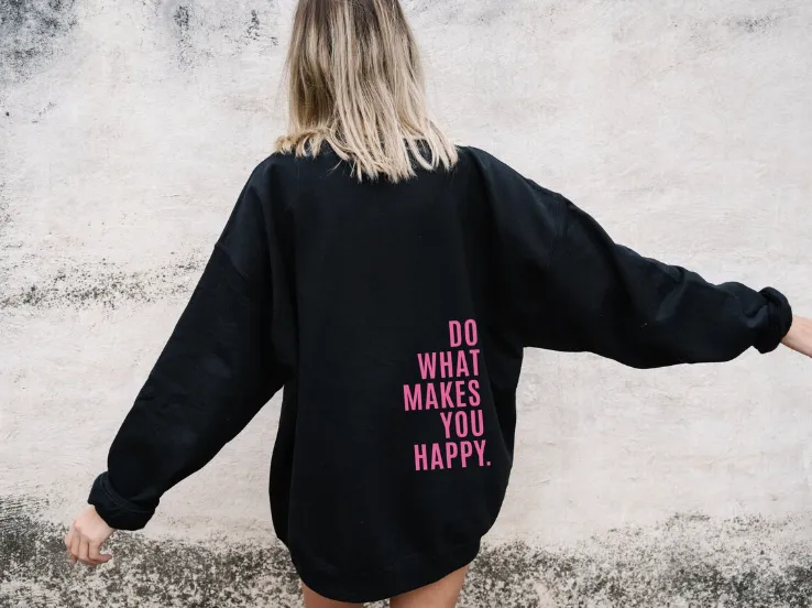 Do What Makes You Happy - Letterprint - Casual Sweatshirt met Capuchon