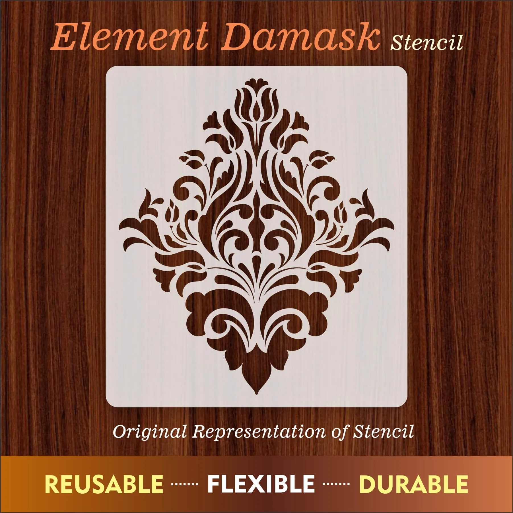 Element Damask Pattern Reusable Stencil For Canvas And Wall Painting.ID#233