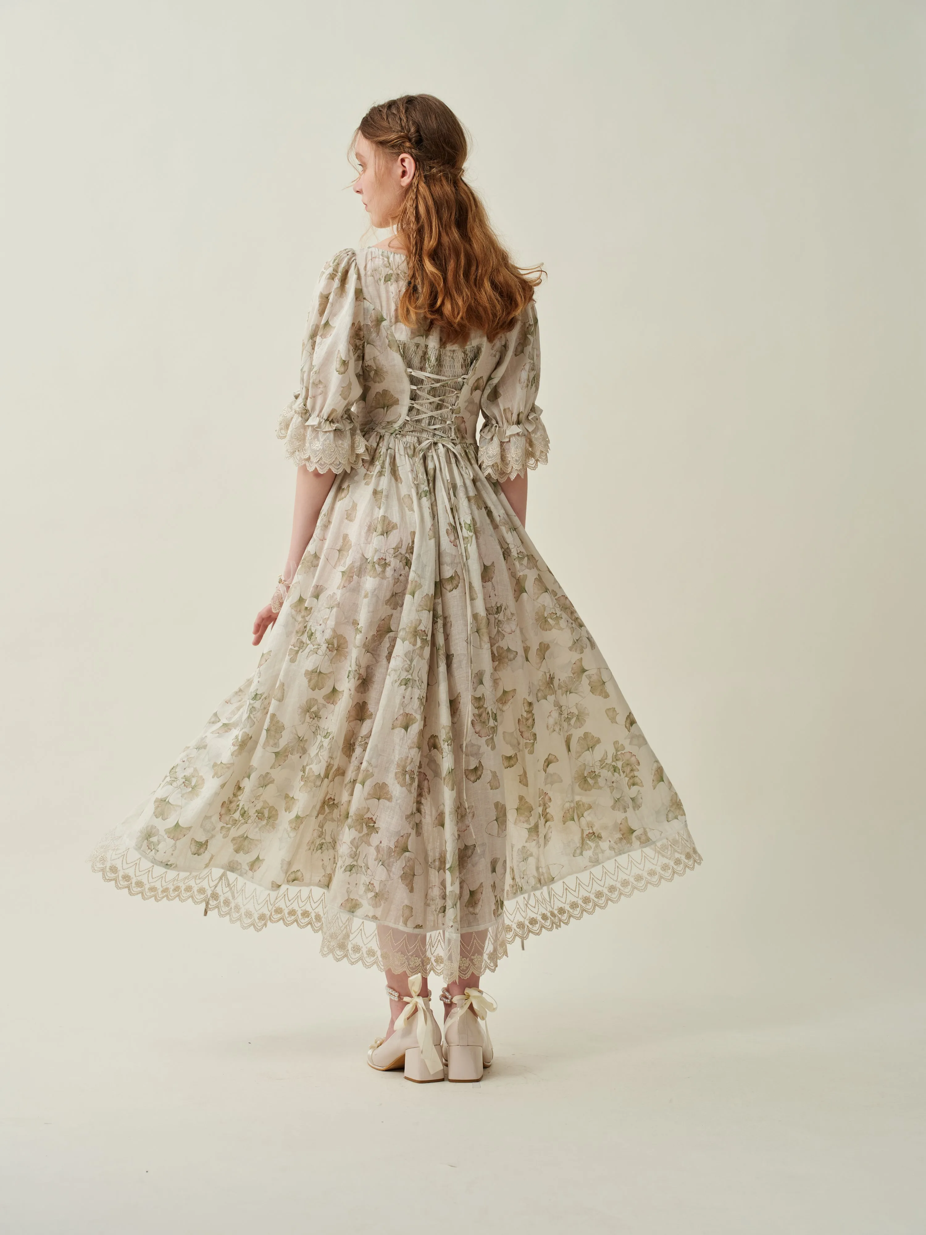 Elowen 27 | Lace Linen dress gown ( 2 way to wear )