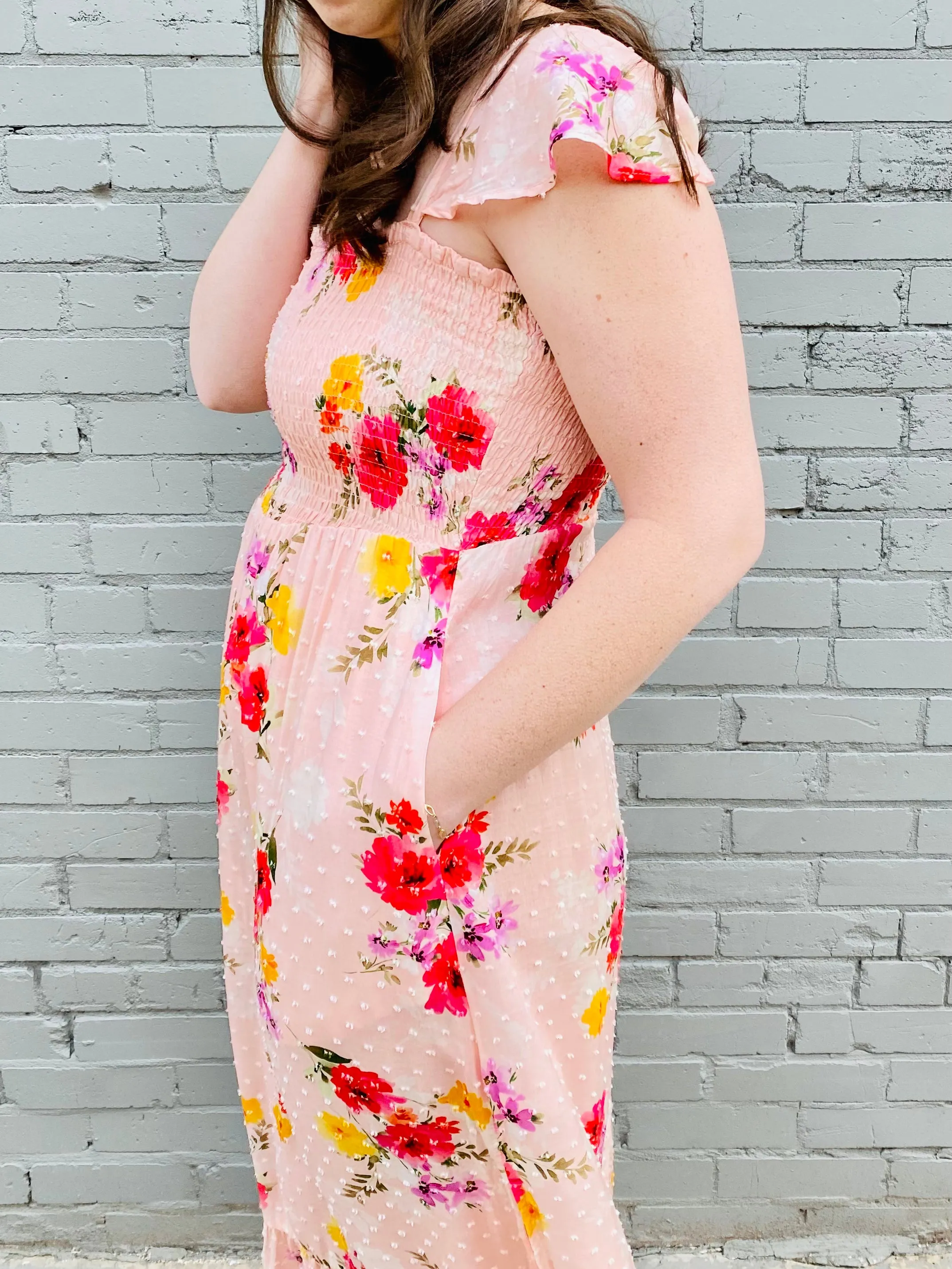 Emilie Smocked Maxi Dress DEAR JOHN - Garden