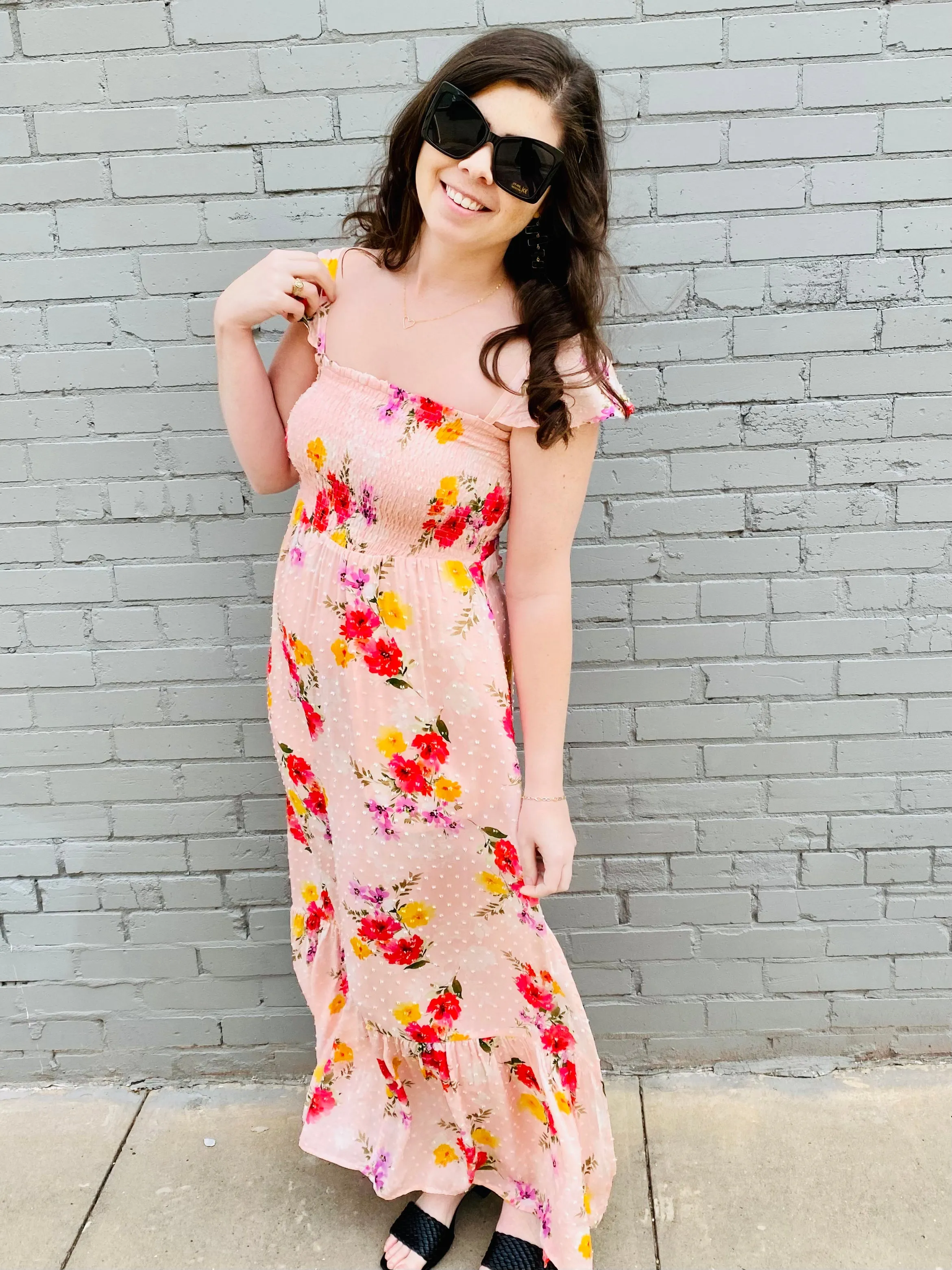 Emilie Smocked Maxi Dress DEAR JOHN - Garden
