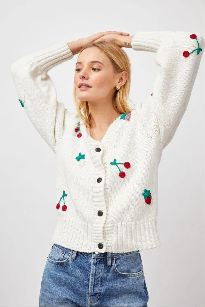 Esther Cardigan Ivory Fruits