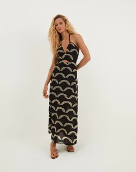 Eyelet Aila Long Dress - Black