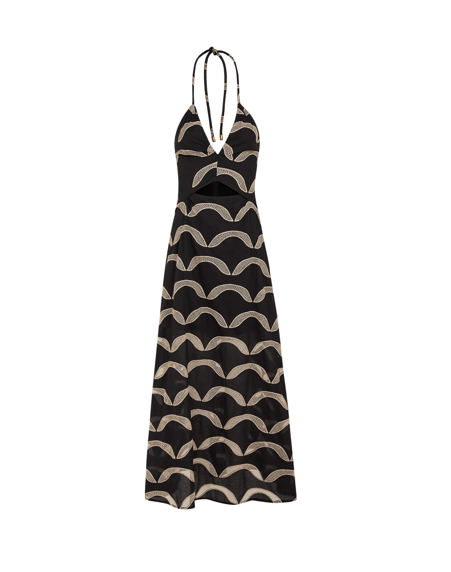 Eyelet Aila Long Dress - Black