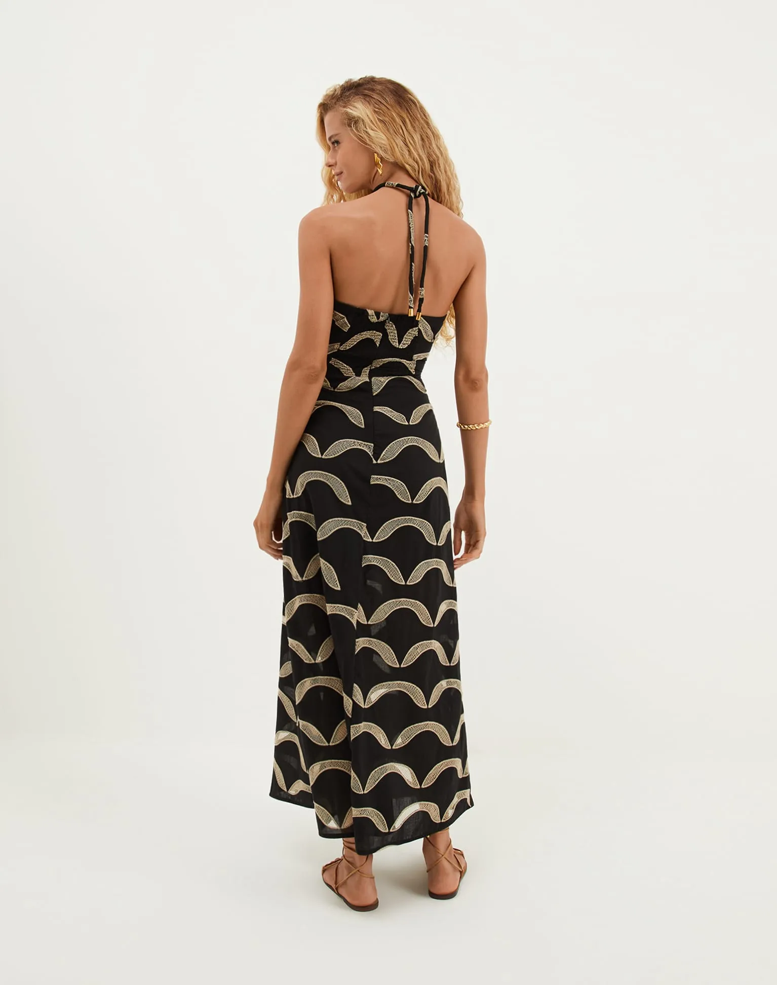 Eyelet Aila Long Dress - Black
