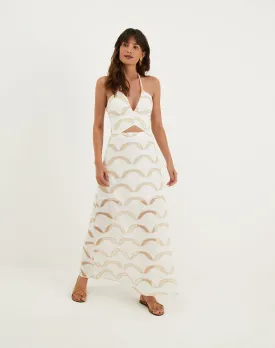 Eyelet Aila Long Dress - Off White
