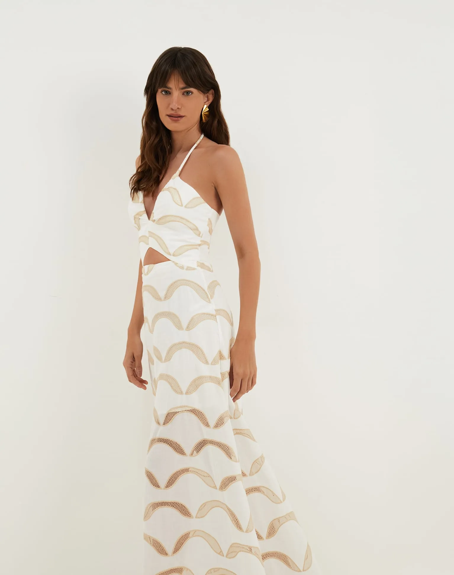 Eyelet Aila Long Dress - Off White