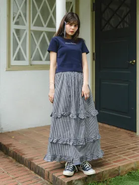 Fantasy Check Frill Long Skirt