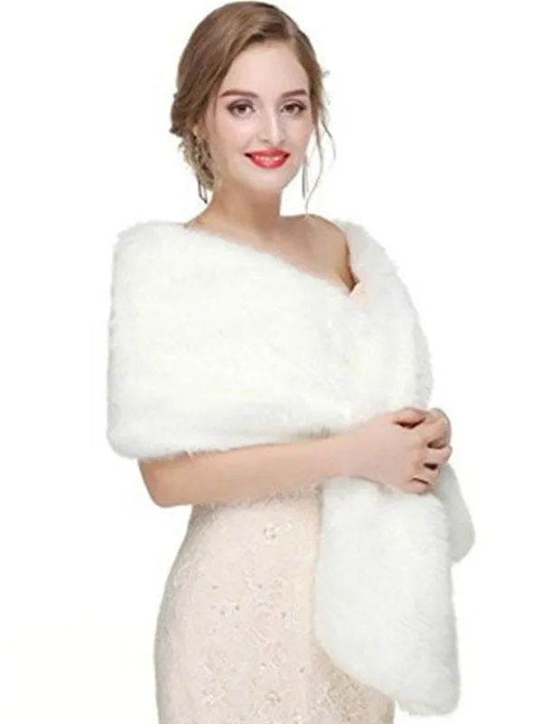 Faux Fur Wedding Wrap Shawl Bridal Winter Stole