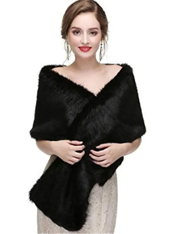 Faux Fur Wedding Wrap Shawl Bridal Winter Stole