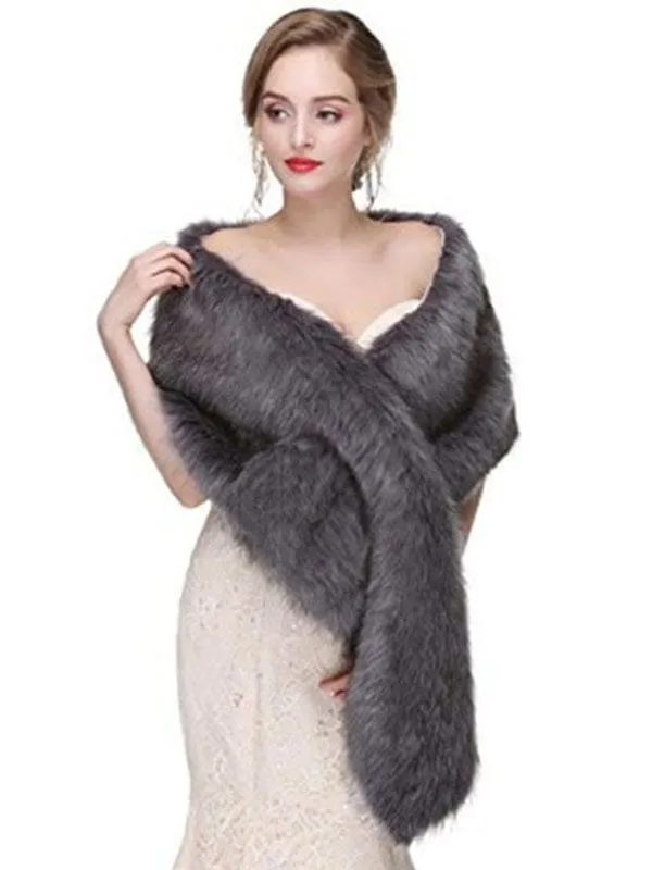 Faux Fur Wedding Wrap Shawl Bridal Winter Stole