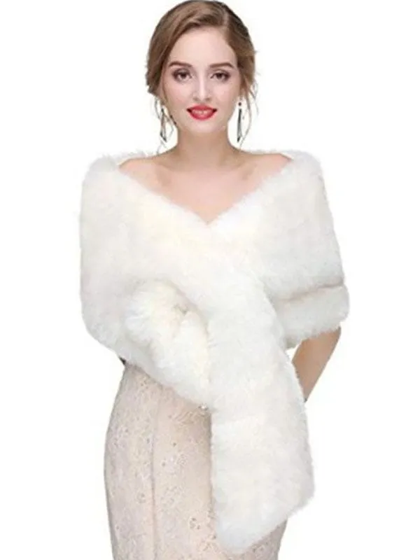 Faux Fur Wedding Wrap Shawl Bridal Winter Stole