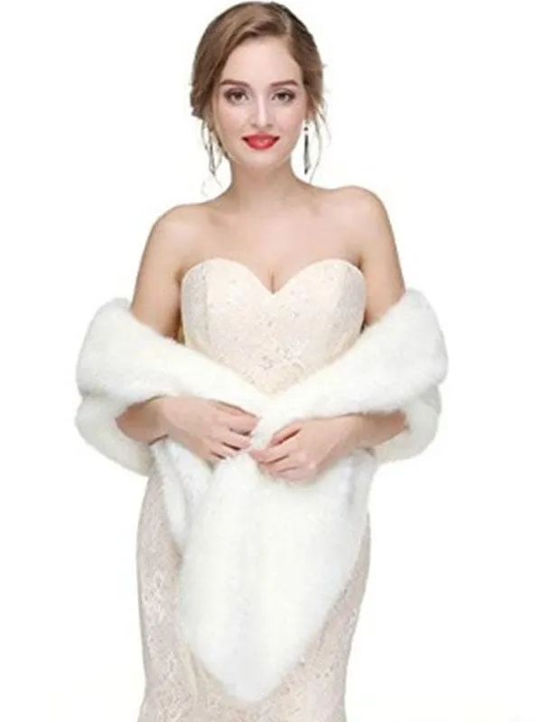 Faux Fur Wedding Wrap Shawl Bridal Winter Stole