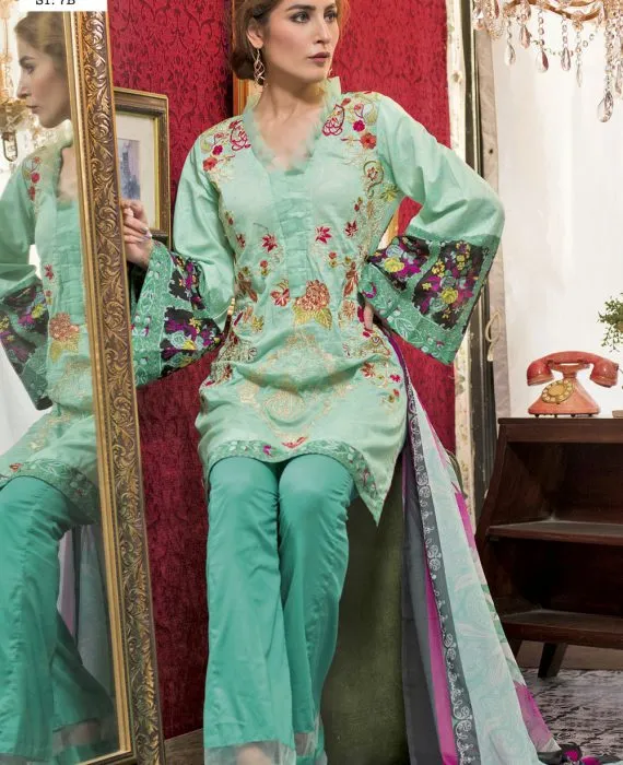 Feminine Embroidered Lawn Collection 2017 – 7B