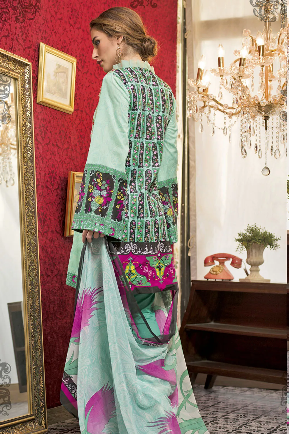 Feminine Embroidered Lawn Collection 2017 – 7B
