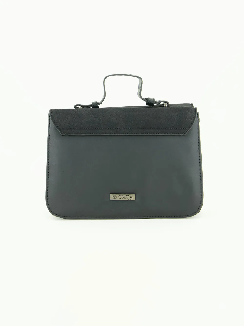 Flap Handbag.Gun Metal Buckle And Trims.