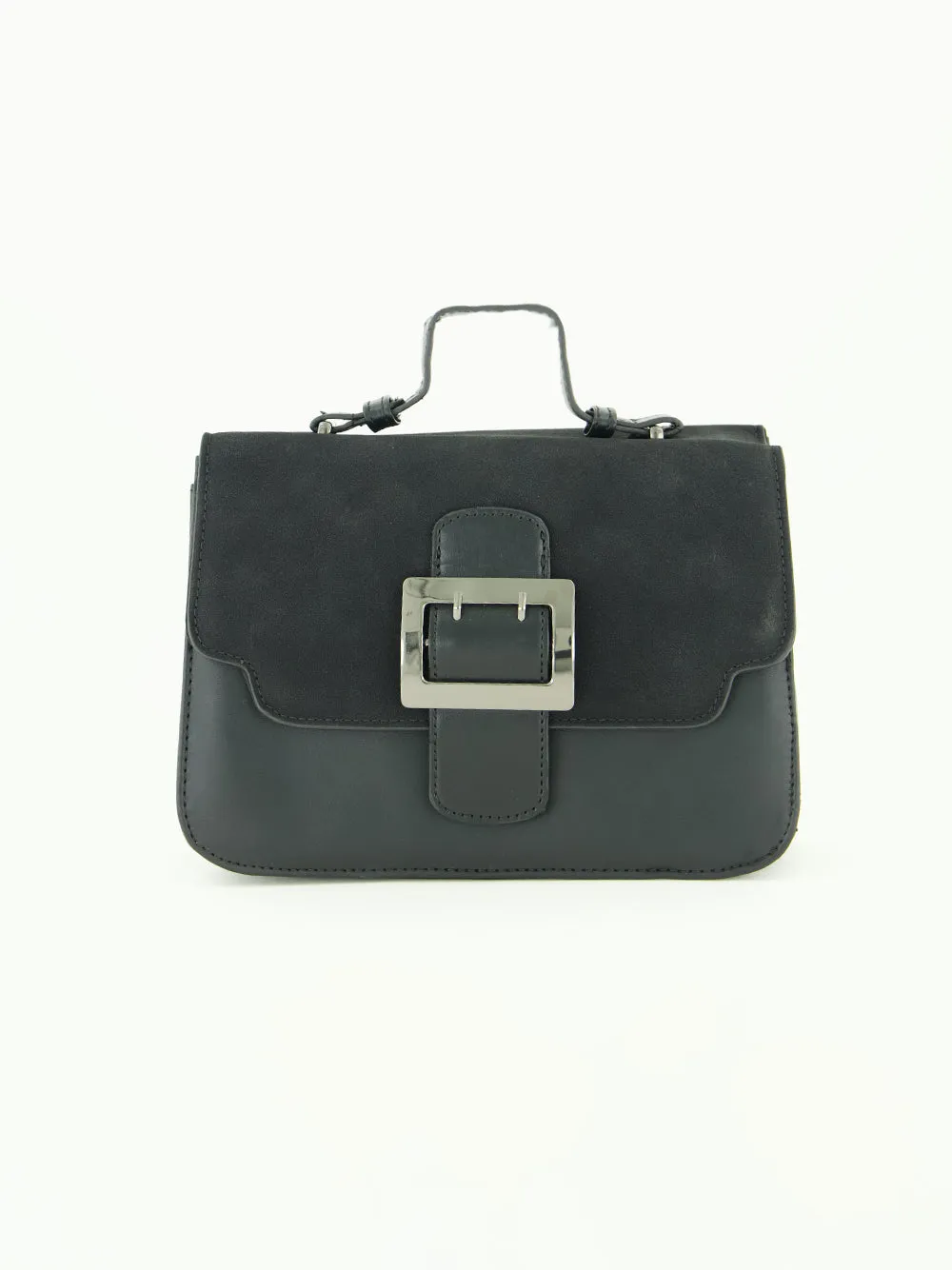 Flap Handbag.Gun Metal Buckle And Trims.