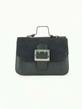 Flap Handbag.Gun Metal Buckle And Trims.