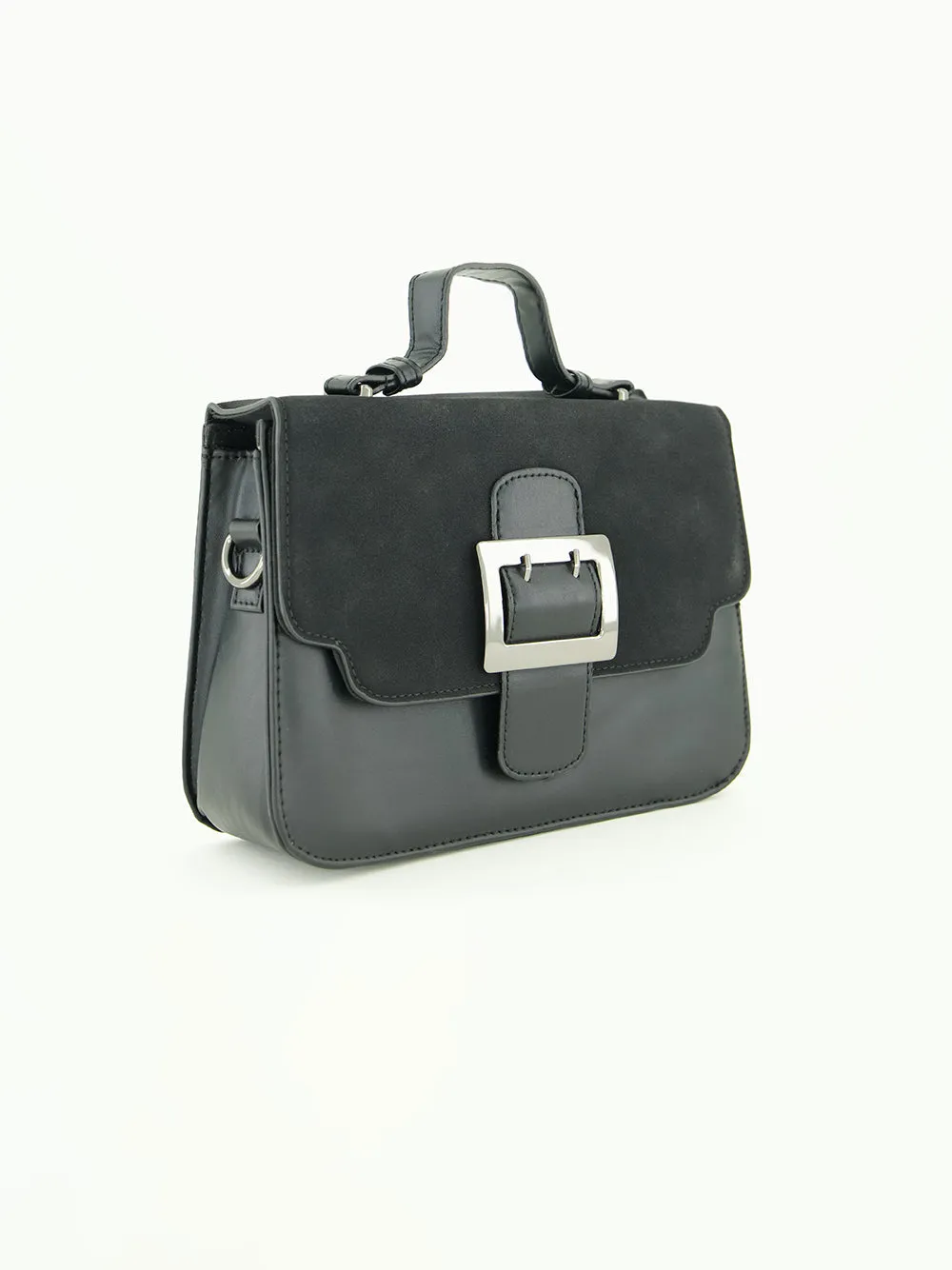Flap Handbag.Gun Metal Buckle And Trims.