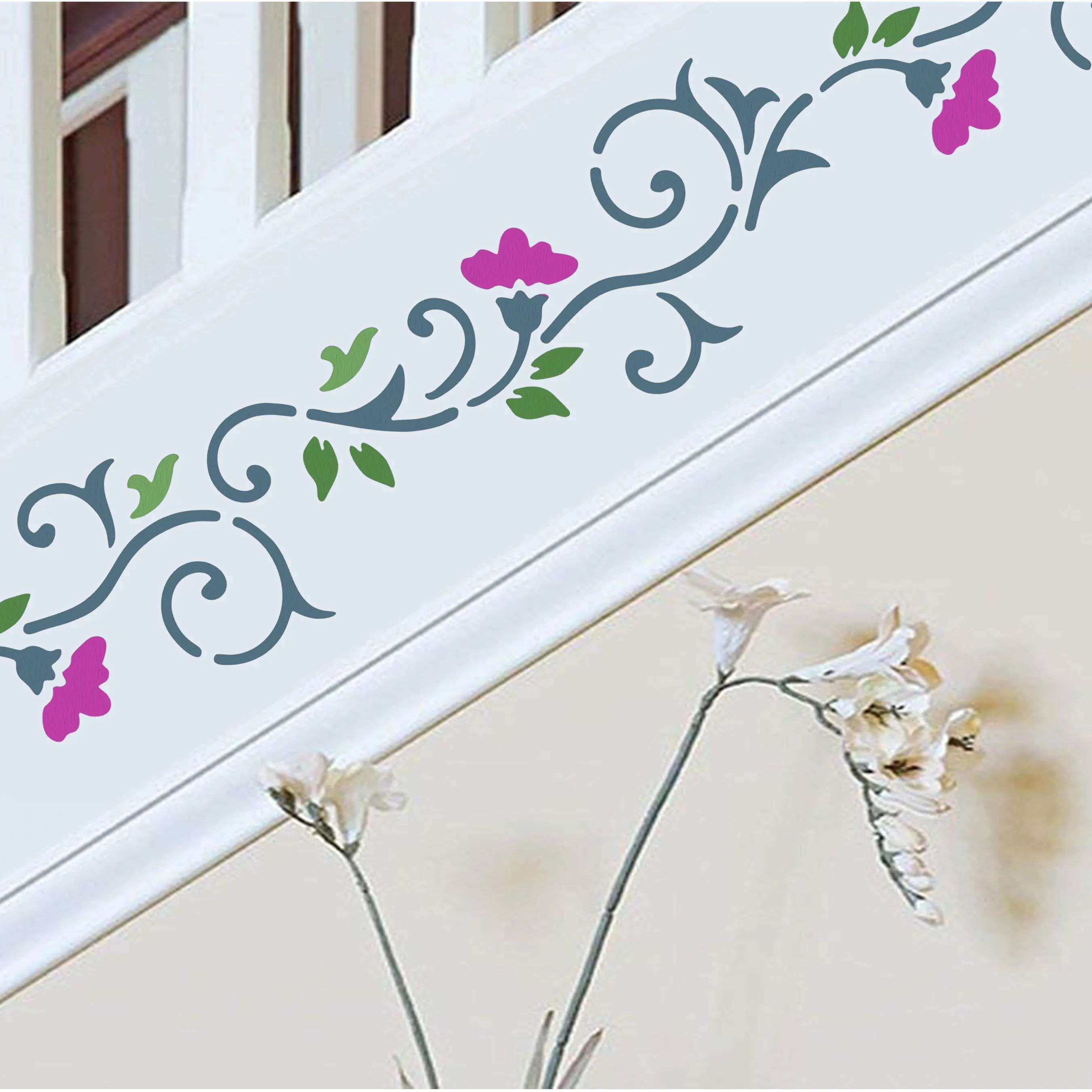 Floral Border Stencil Wall Painting Scrapbooking Stamping Embossing Album Paper Card Template. ID #389