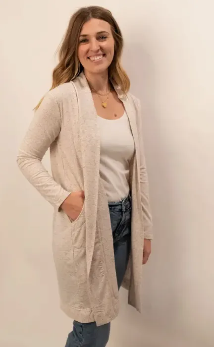 Flower Seeds Open Mid Thigh Cardigan