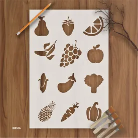 Fruit and Vegetable Stencil For Painting Scrapbook Coloring Embossing Album Decorative Template. ID #576