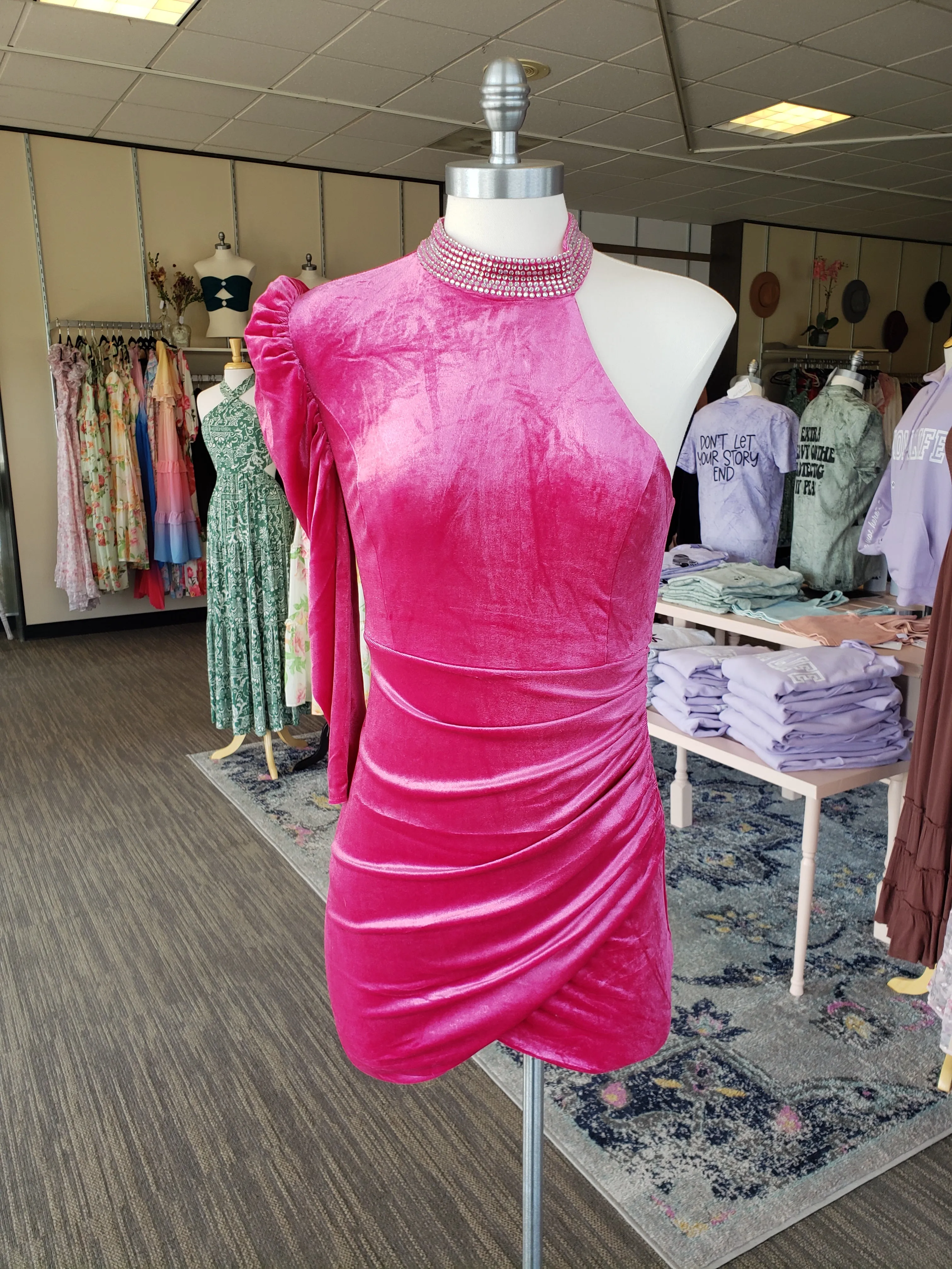 Fuchsia One Sleeve Dress