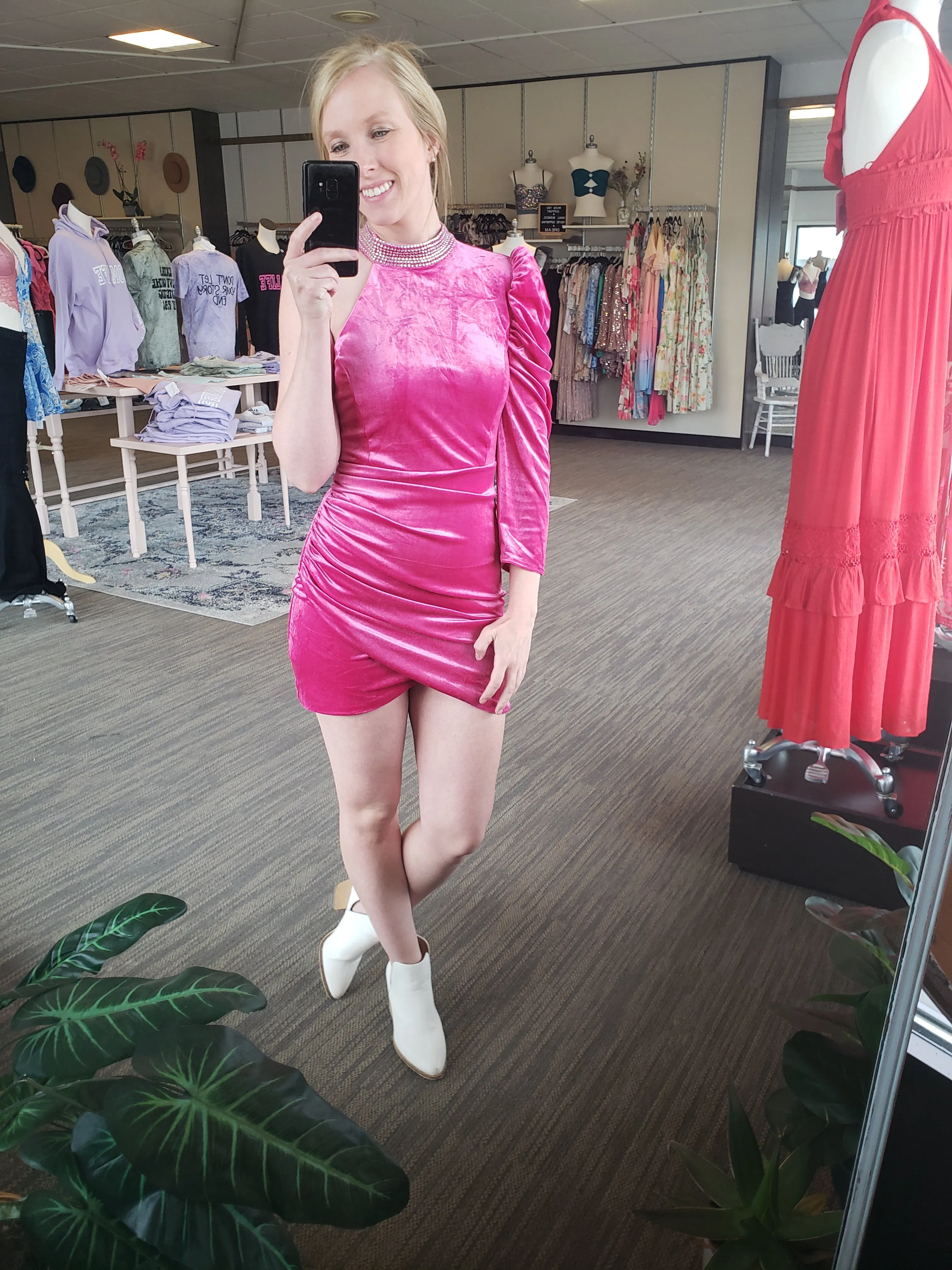Fuchsia One Sleeve Dress