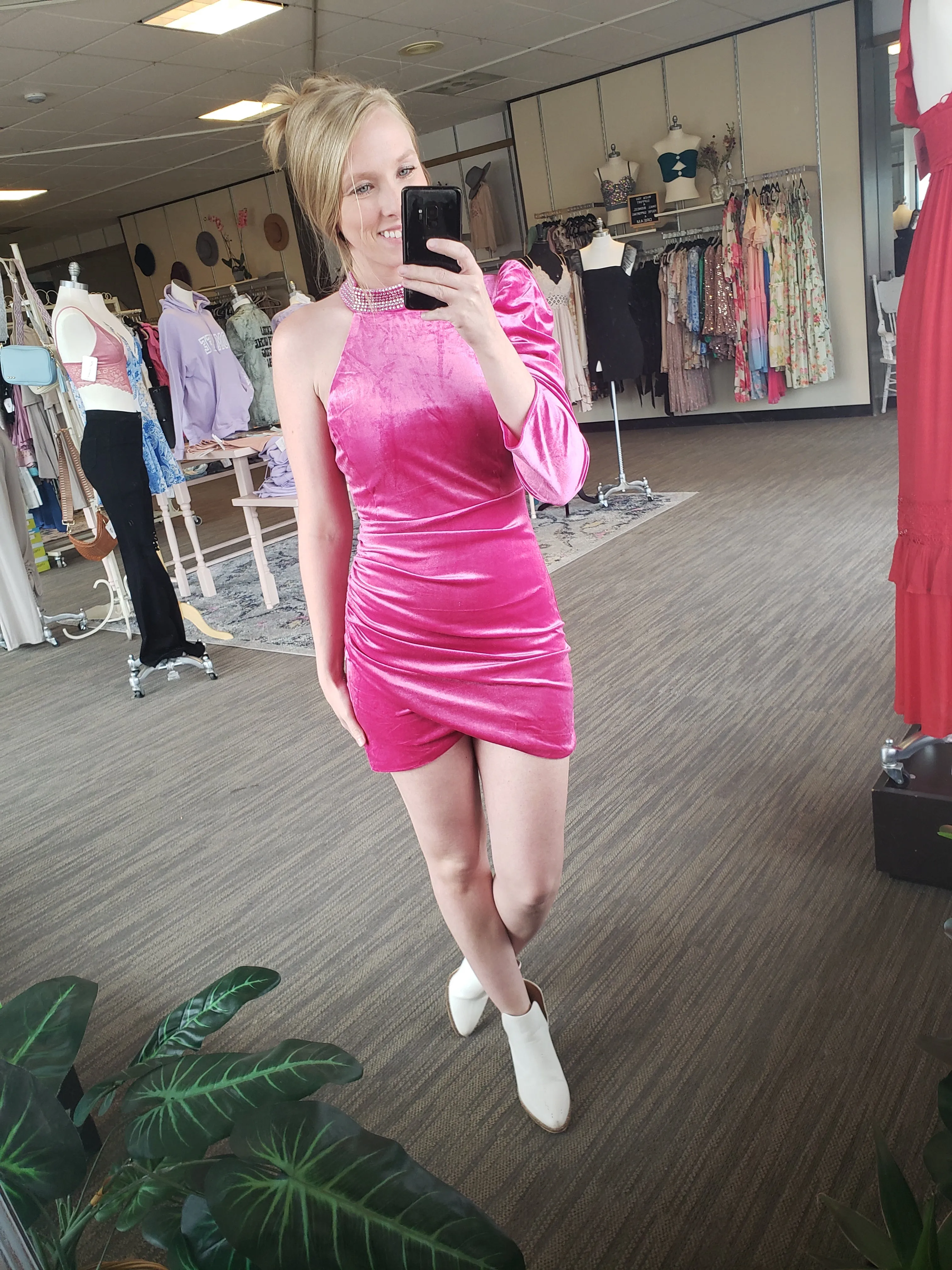 Fuchsia One Sleeve Dress