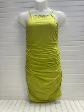 Green Dress Casual Midi Velvet, Size L