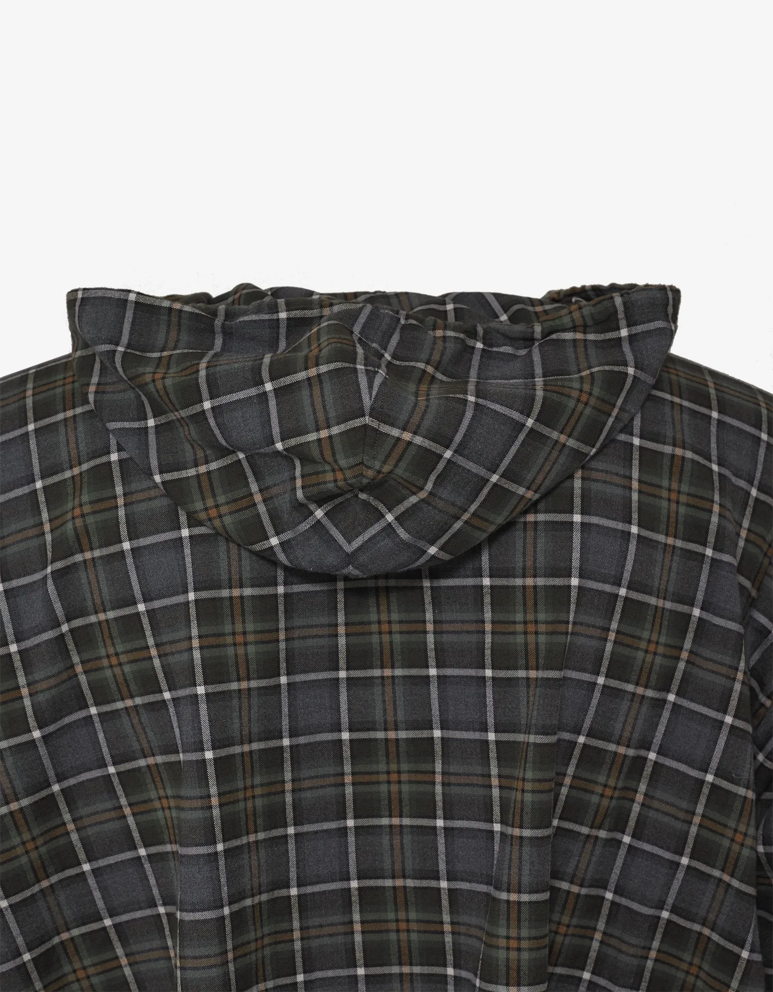 Grey Check Short Sleeve Hooded Shirt -