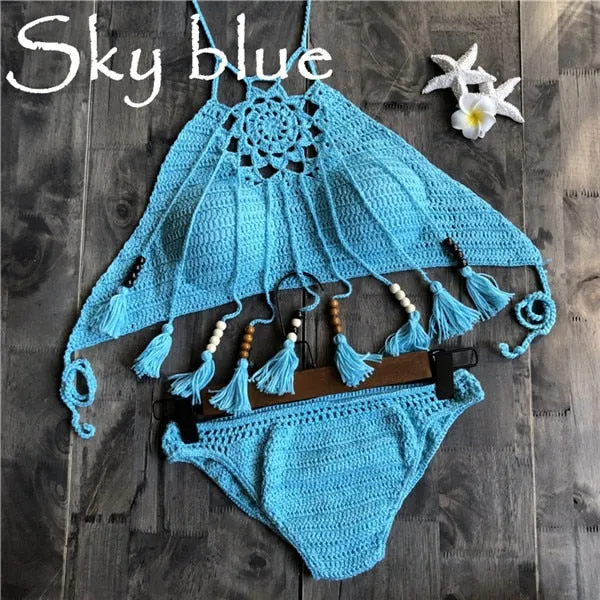 Hollow Knitting Bohemian Bikini