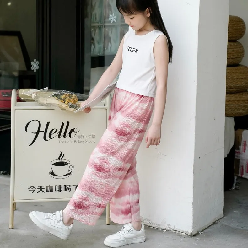 Ink Style Summer Kids Wide Leg Pants