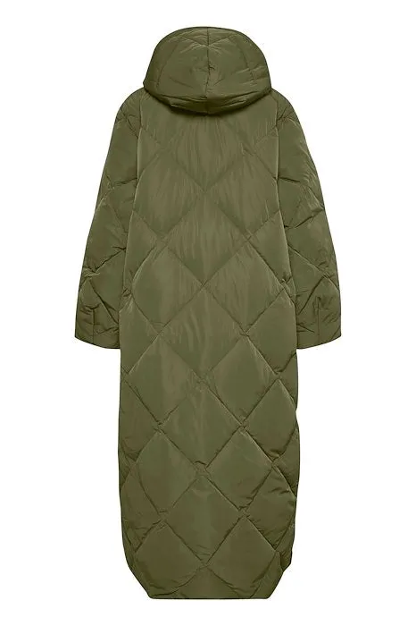 Inwear Luisa-Diamond Quilt Coat in Beetle Green