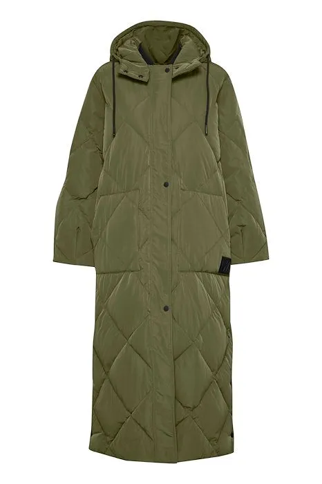 Inwear Luisa-Diamond Quilt Coat in Beetle Green