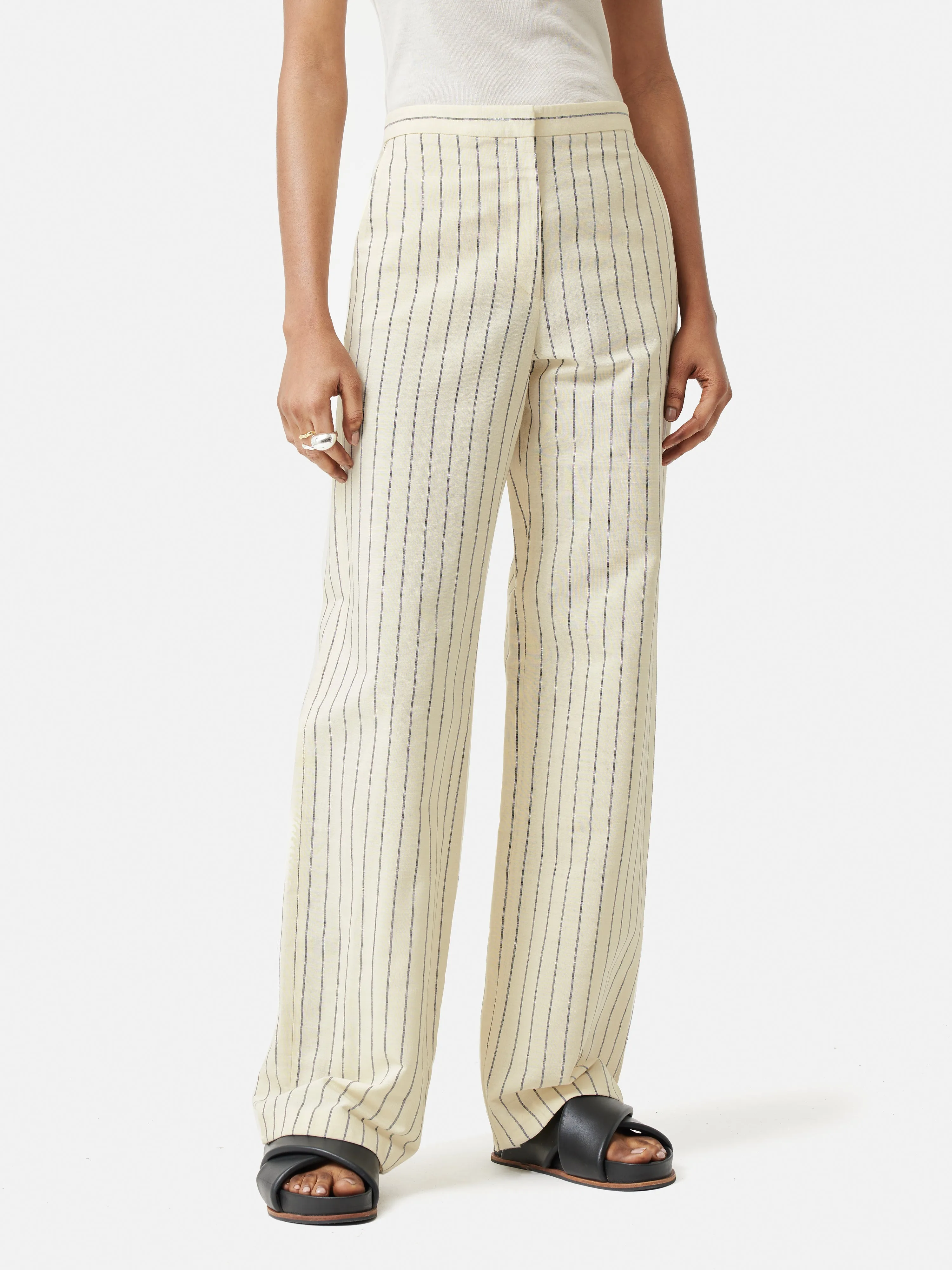 Italian Pinstripe Trouser | White