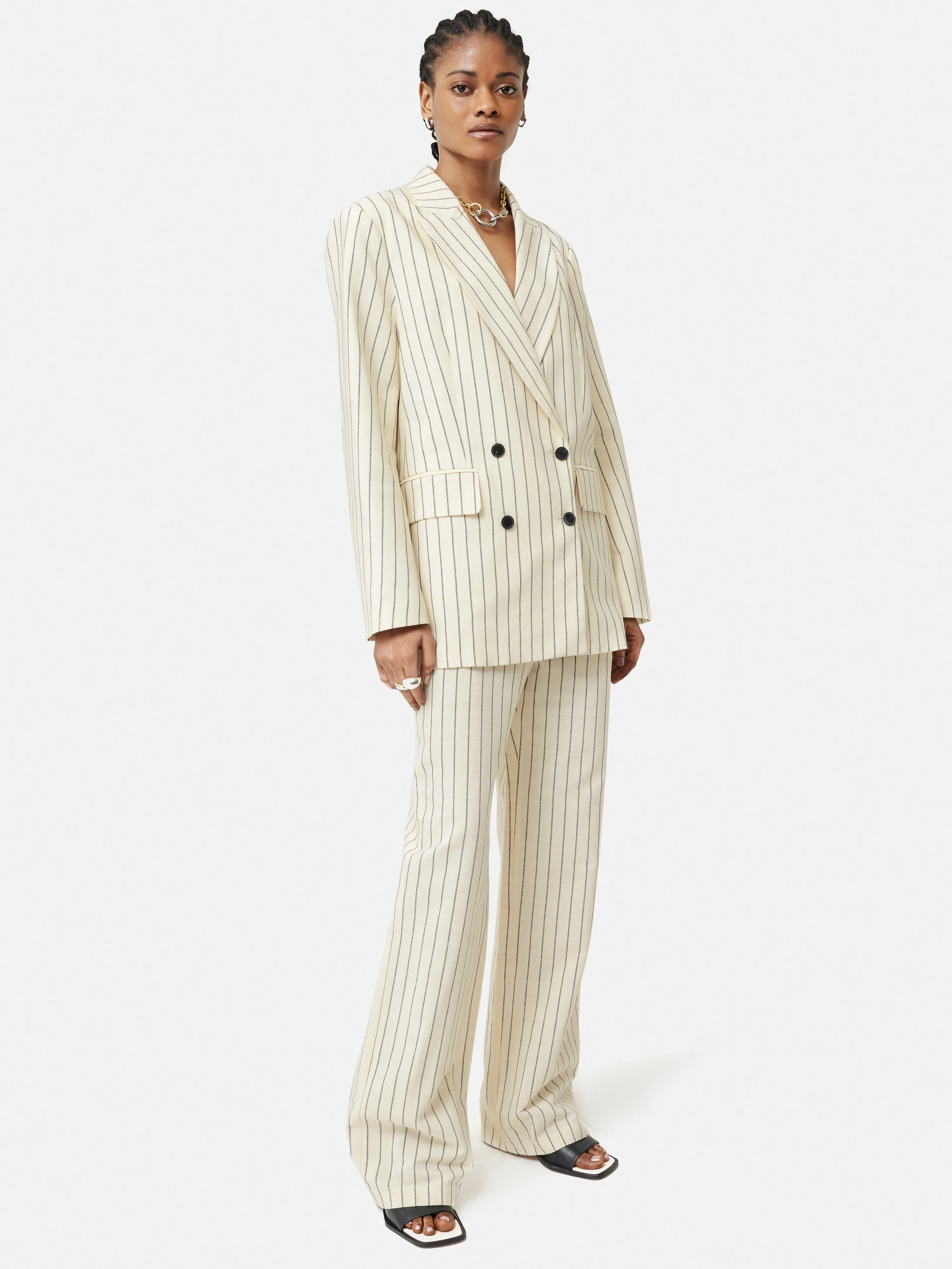 Italian Pinstripe Trouser | White