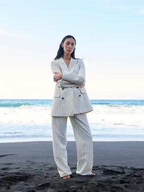 Italian Pinstripe Trouser | White